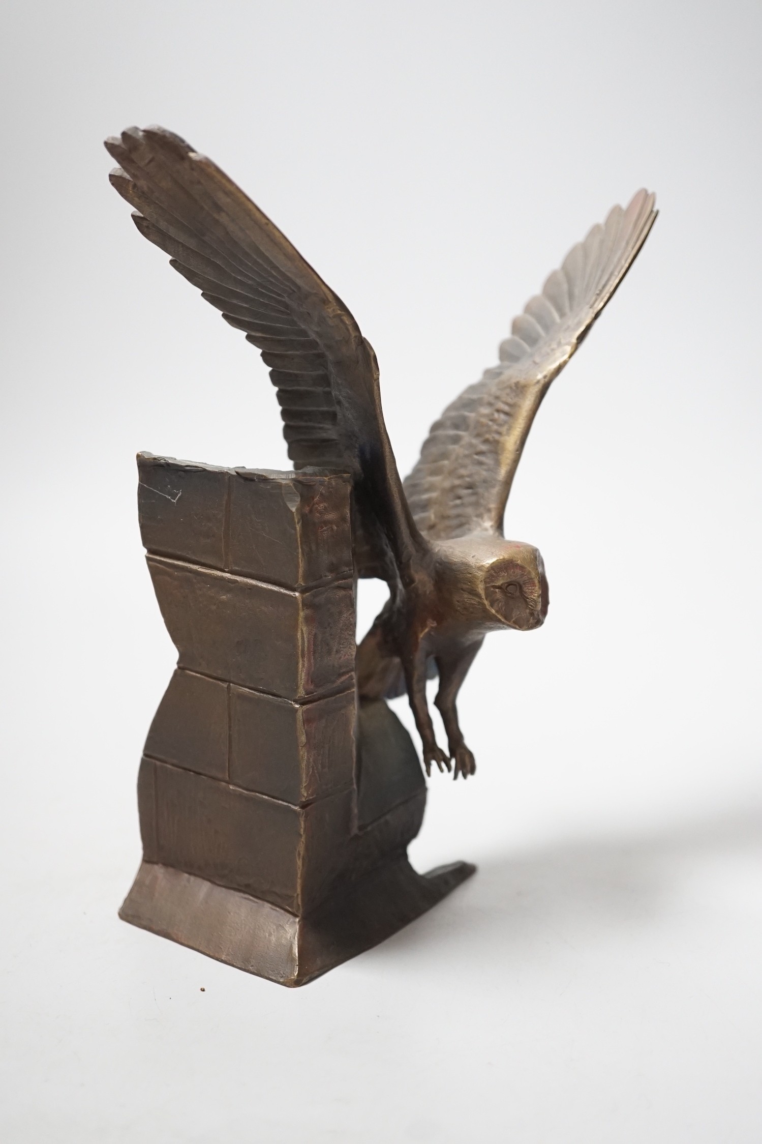 Paul Eaton - a limited edition bronze owl, signed and dated ‘91. Numbered 001, 19cm tall
